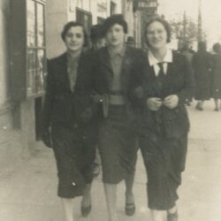 Halina with her friends walking in Tomaszów. Collection of Tony Bernard
